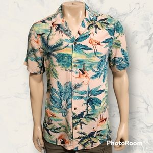 🆕️🦩🌿 Summer Camp Shirt Flamingo Print Pink Old Navy NWT Size S